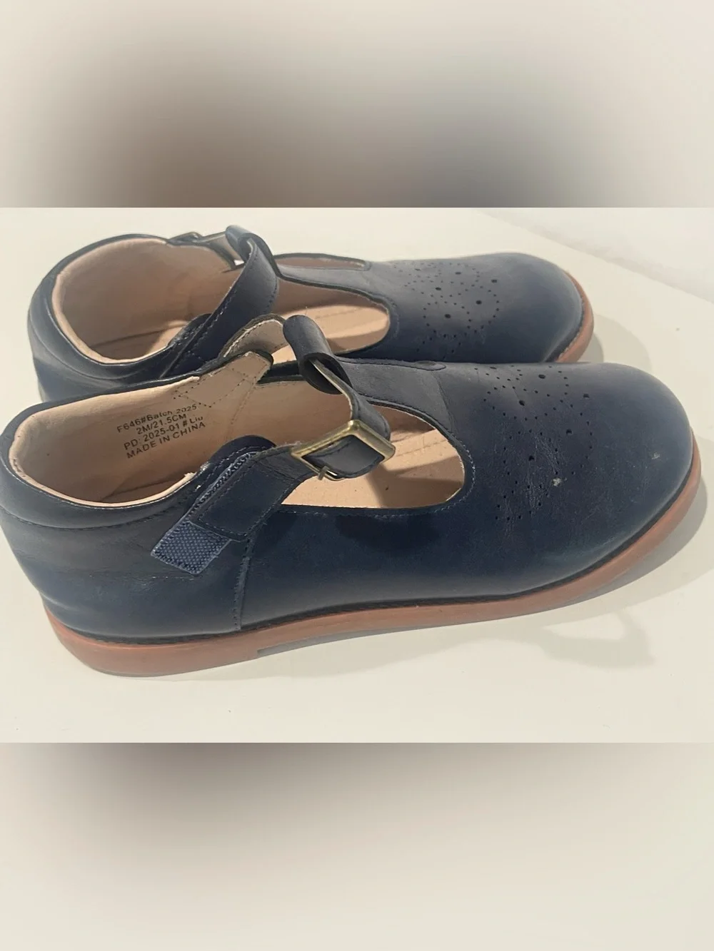 Kiderence junior girl 2 Mary Jane Navy Kids T-Strap Leather School loafer Shoes